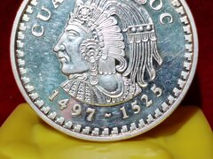 Medalie comemorativa Cuauhtemoc 1497-1525, 2 Oz Mexic, din argint 999