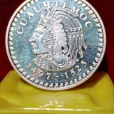 Medalie comemorativa Cuauhtemoc 1497-1525, 2 Oz Mexic, din argint 999